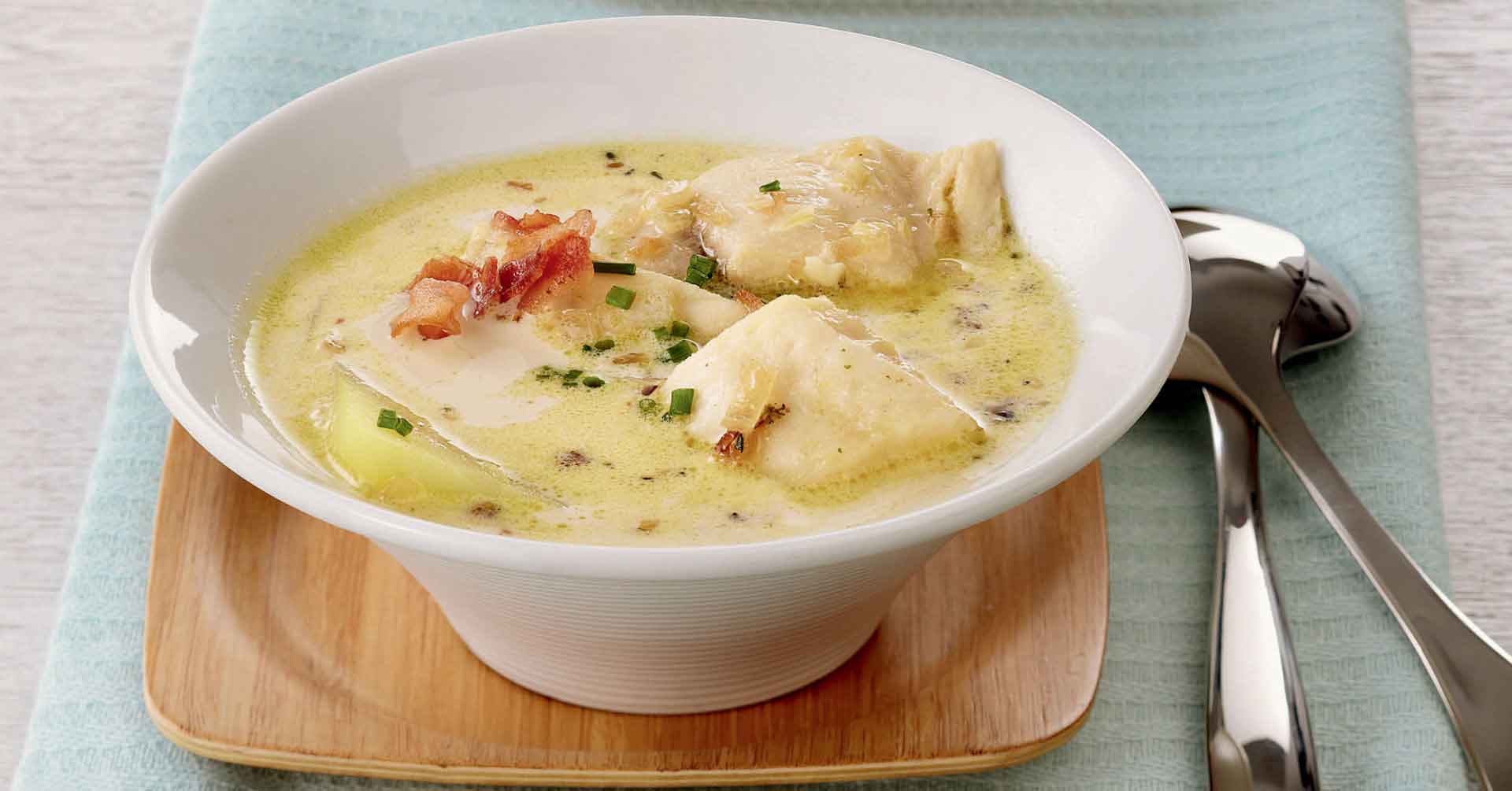 Receta de Sopa blanca de pescado y papa