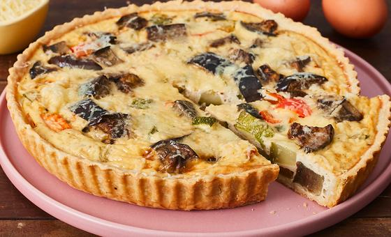 Quiche de zucchini, berenjena y pimiento