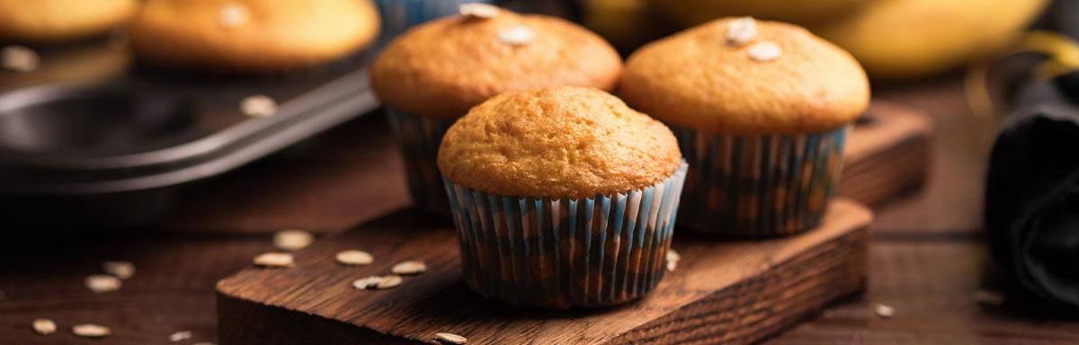 Tres muffins tras ser cocinados como una de las recetas en airfryer