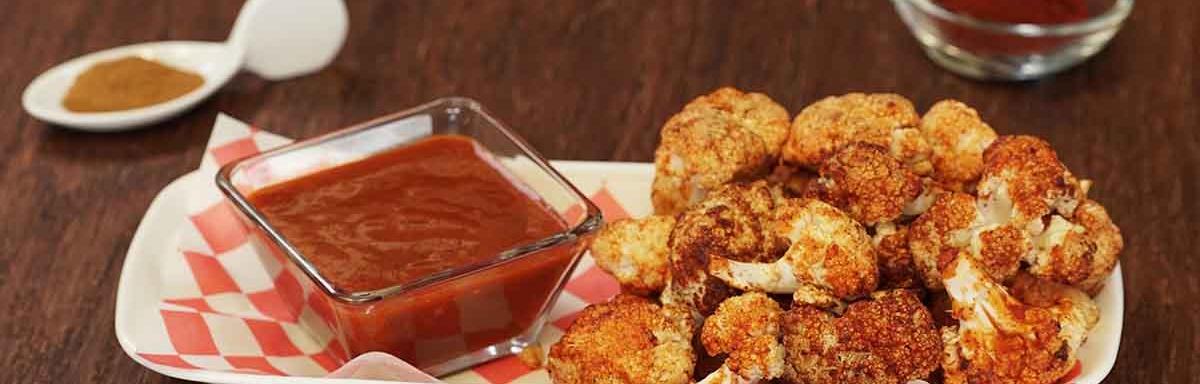 Coliflor al horno con salsa agridulce.