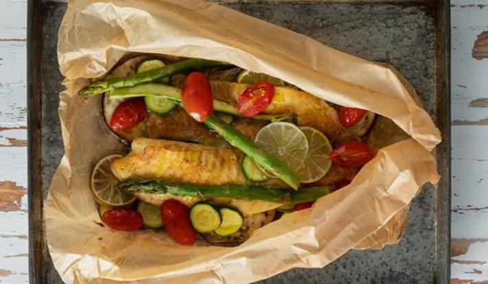 Papillote de pescado y vegetales